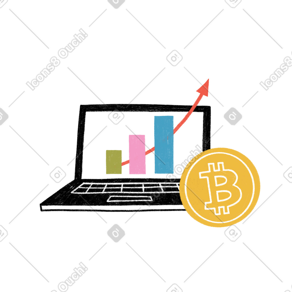 Online in kryptowährung investieren illustration in PNG, SVG