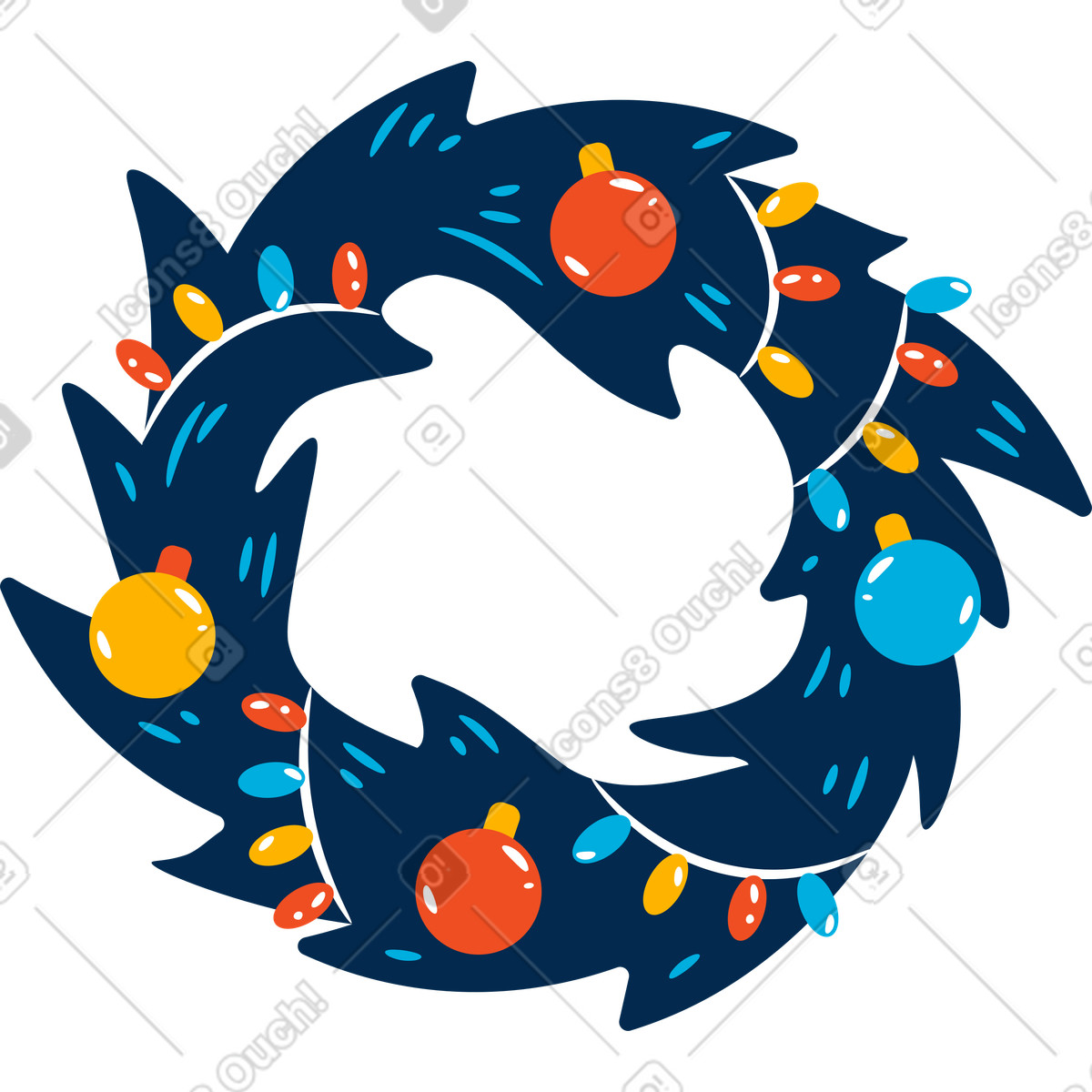 Christmas wreath illustration in Flame style download in PNG, SVG