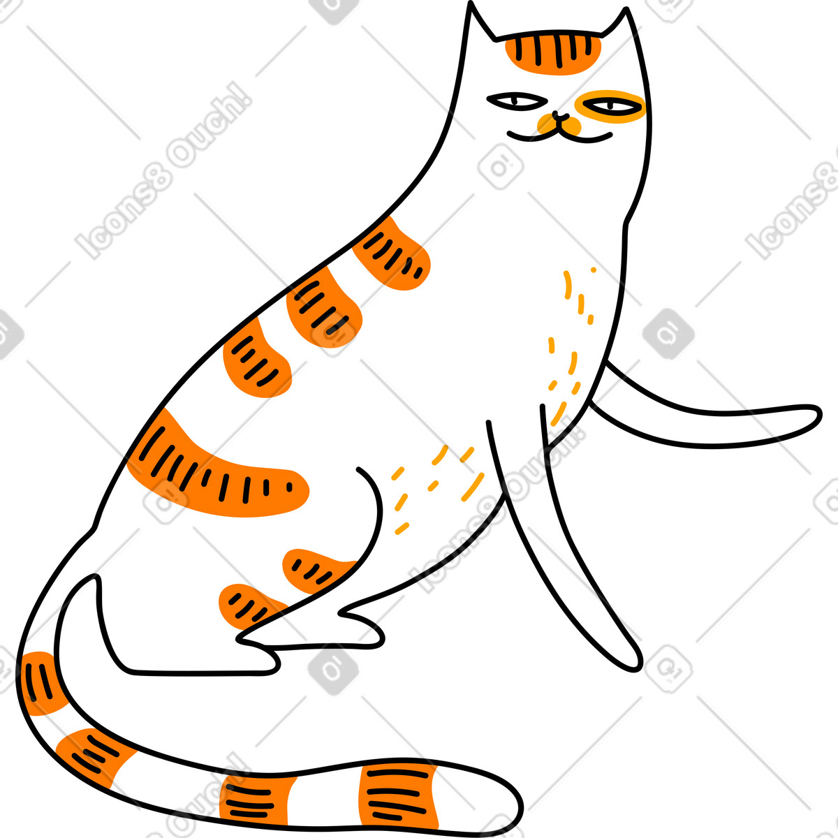 Cat illustration in Purr style download in PNG, SVG
