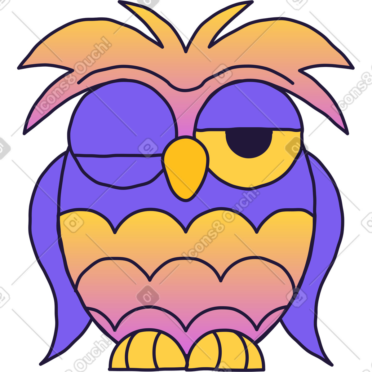 下载 Conifer 风格的 猫头鹰 插画，支持 PNG、SVG 格式