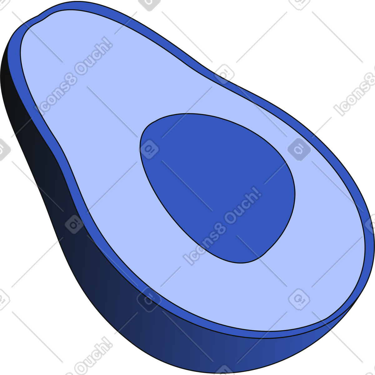 Illustration Un demi avocat dans le style Techny à télécharger aux formats PNG, SVG