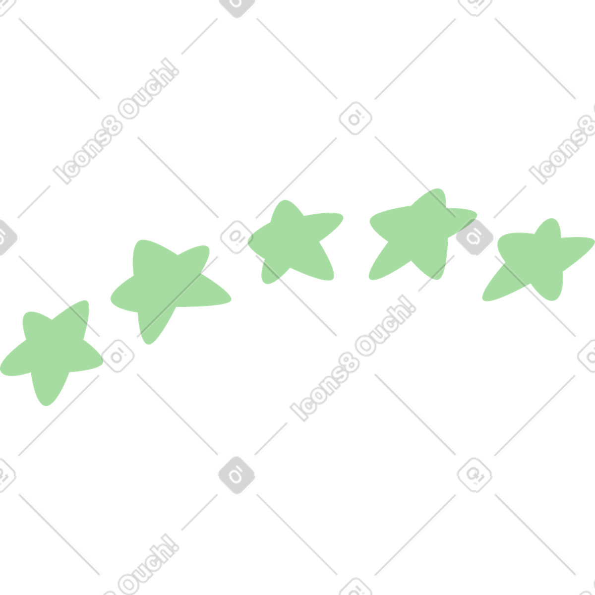 Ilustración Stars five rating icons in curved row customer feedback symbol en estilo Organic a descargar en PNG y SVG