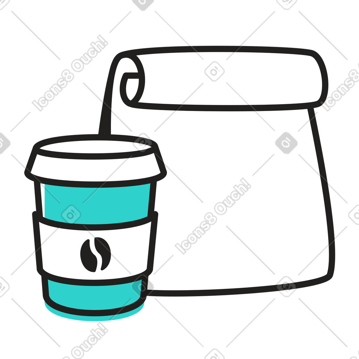 Ilustración Comida para llevar y café en estilo Little a descargar en PNG SVG