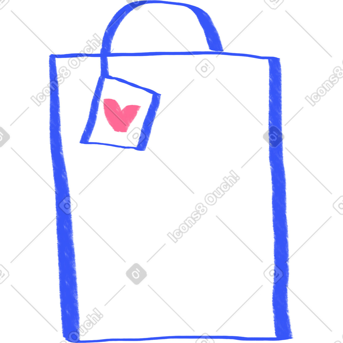 Blue lined shop bag illustration in Quirky style download in PNG, SVG