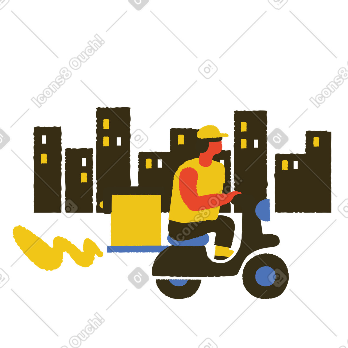 下载 Bermuda 风格的 骑踏板车 插画，支持 PNG、SVG 格式