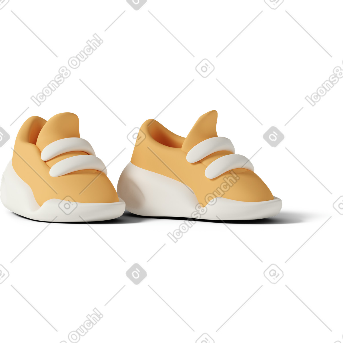 3D Casual life スタイルの Orange sneakers on ground のイラストをPNG、SVG形式でダウンロード
