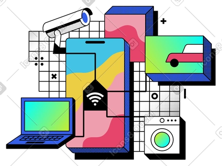 Internet des objets, réseau d'appareils connectés PNG, SVG