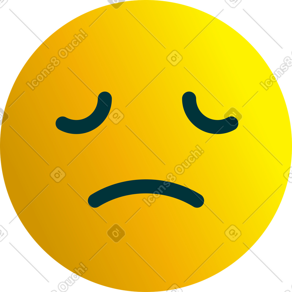 Ilustração de Emoji deprimido em no estilo Silky para baixar em PNG, SVG
