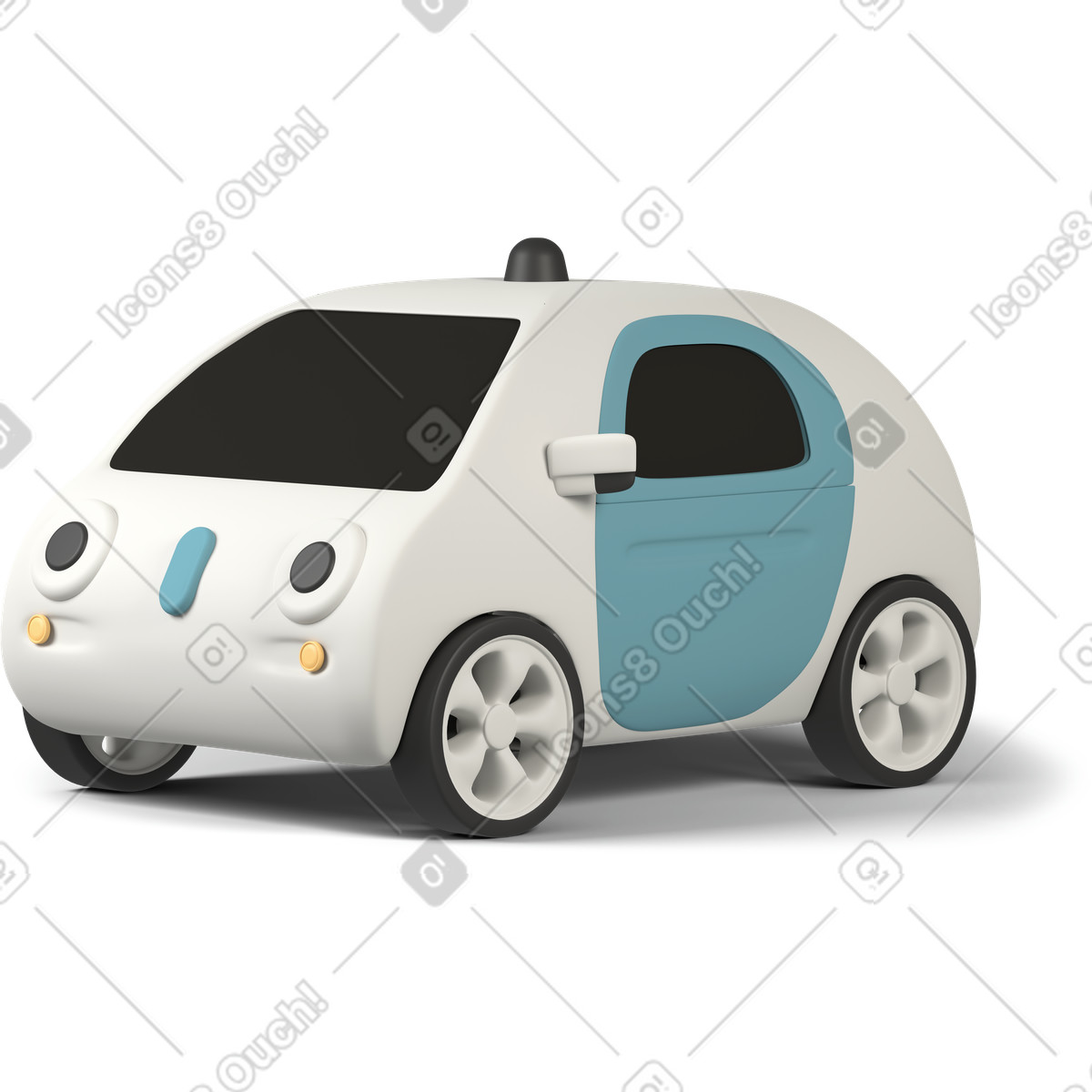 3D Casual life 스타일의 Smart car 일러스트레이션 PNG, SVG 다운로드