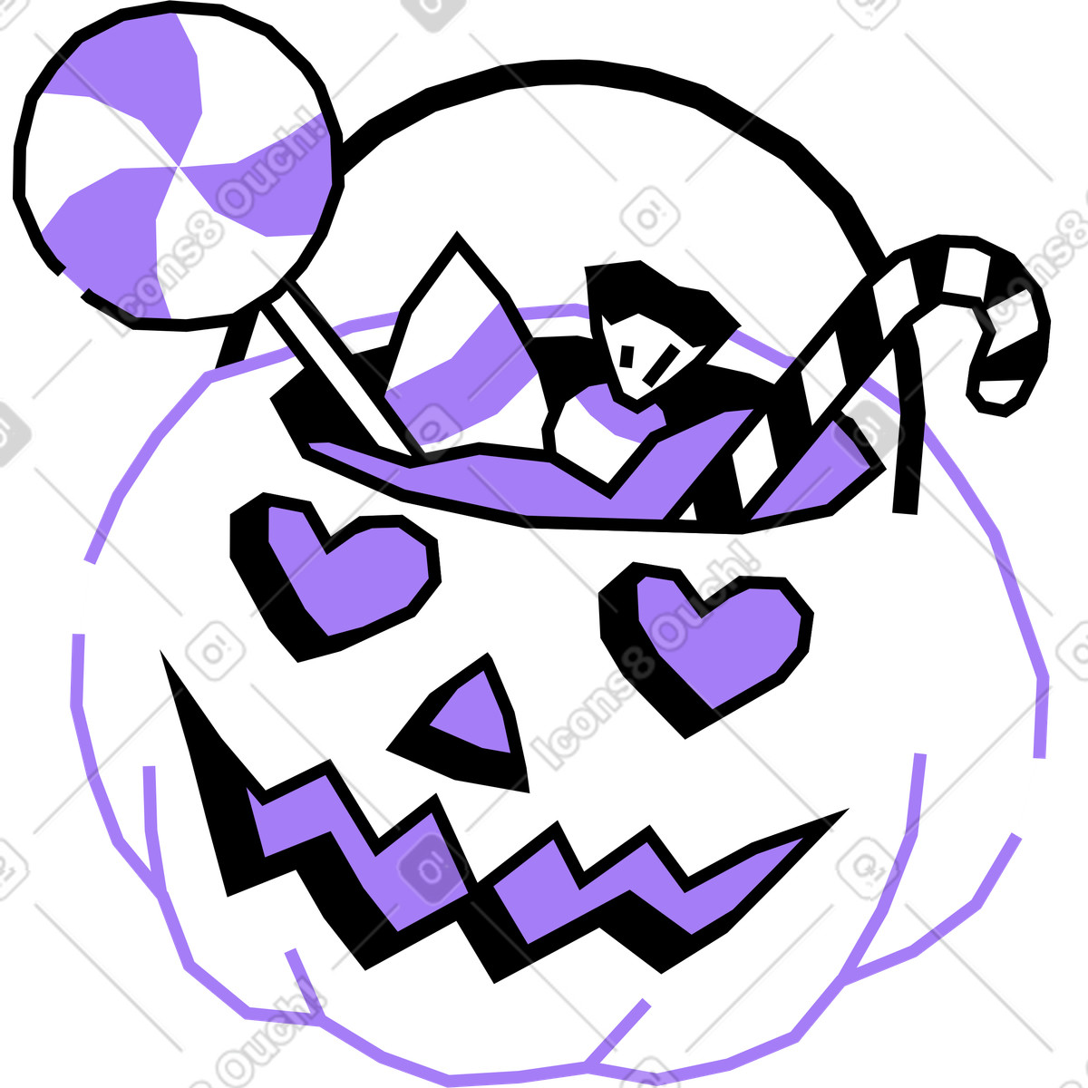 Ilustración Calabaza con dulces en estilo Amethyst a descargar en PNG y SVG