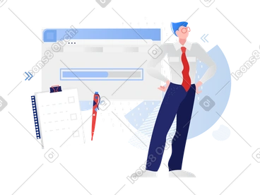 Man waiting for files to download PNG, SVG