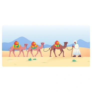 An ancient world interpretation of oil transport using caravans and clay pots