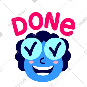 Lettering sticker done animated illustration in GIF, Lottie (JSON), AE