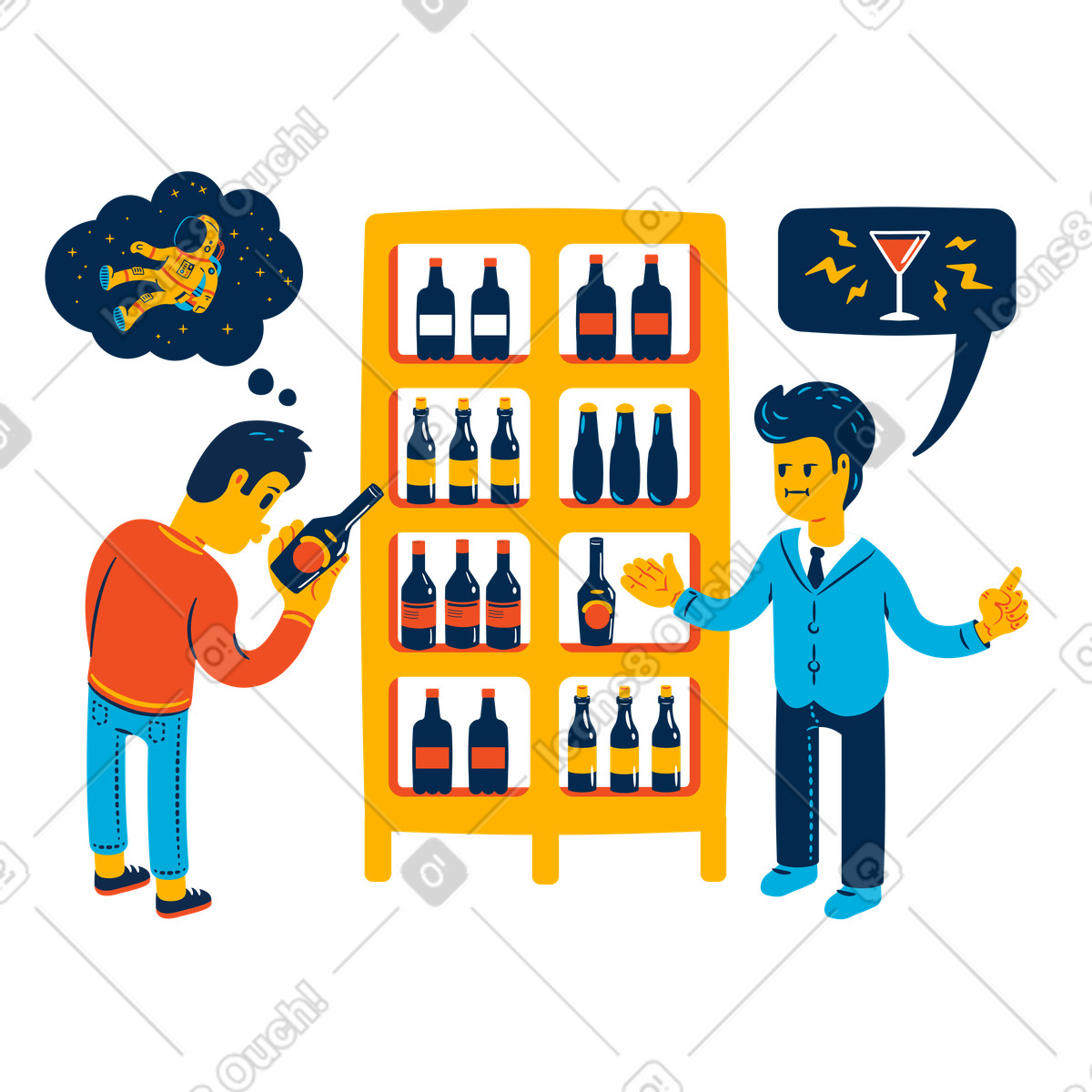 下载 Flame 风格的 店内咨询 插画，支持 PNG、SVG 格式