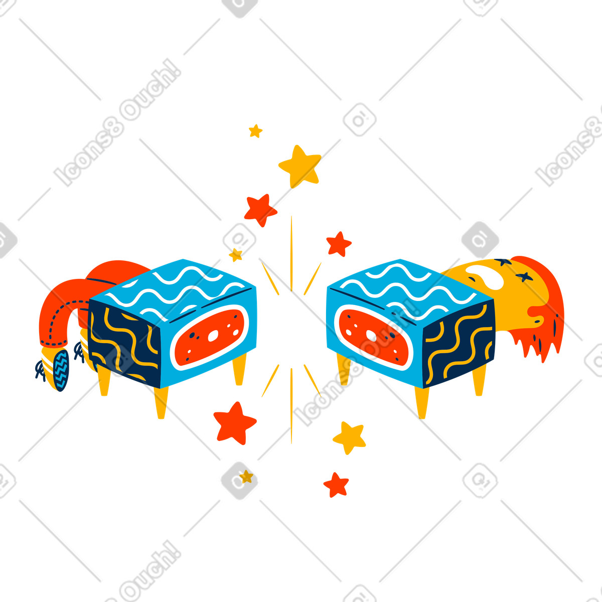 Accident during a trick, Software error or critical system breakdown illustration in Flame style download in PNG, SVG