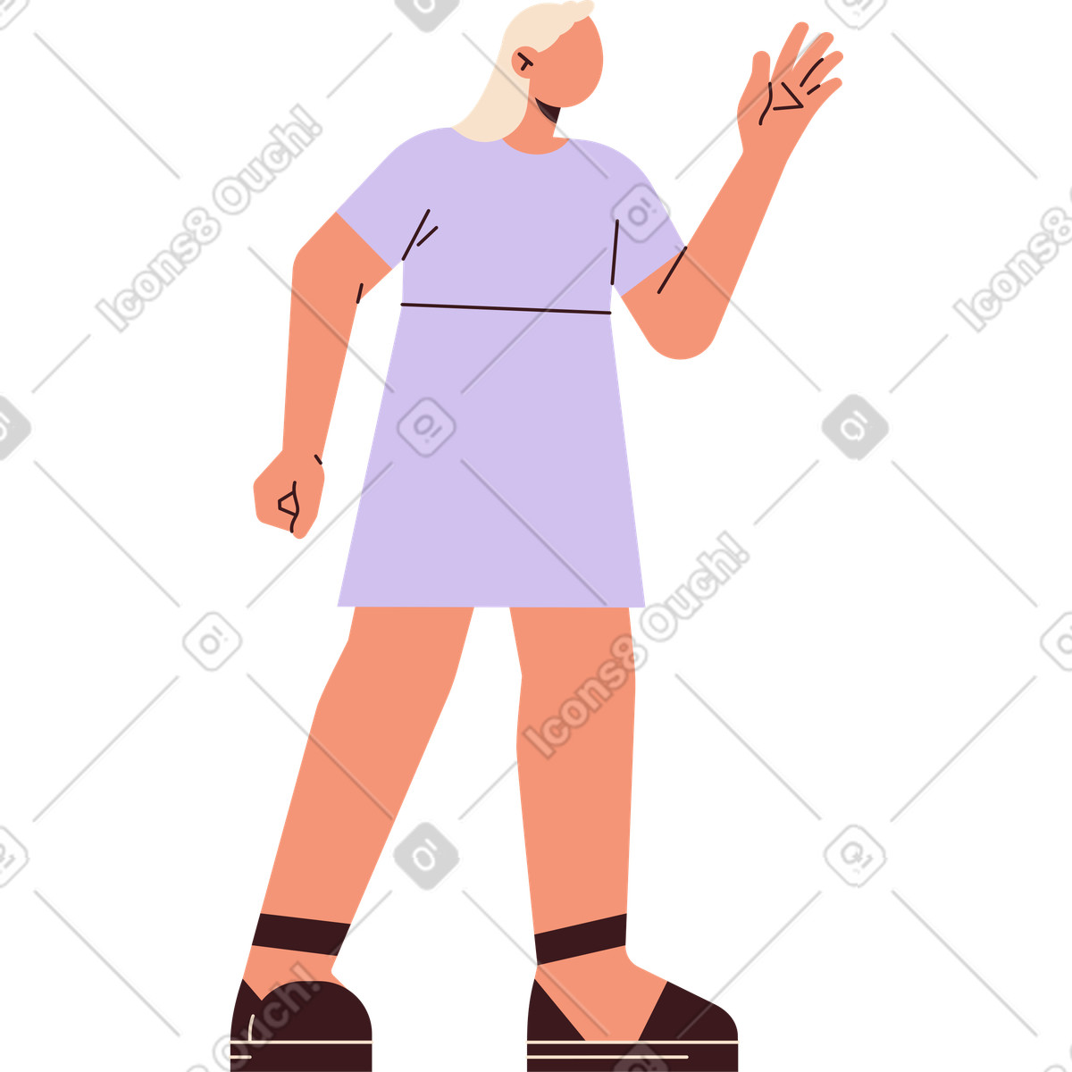 Frau im kleid mit erhobener hand-Illustration Folks-Stil als Download in PNG, SVG