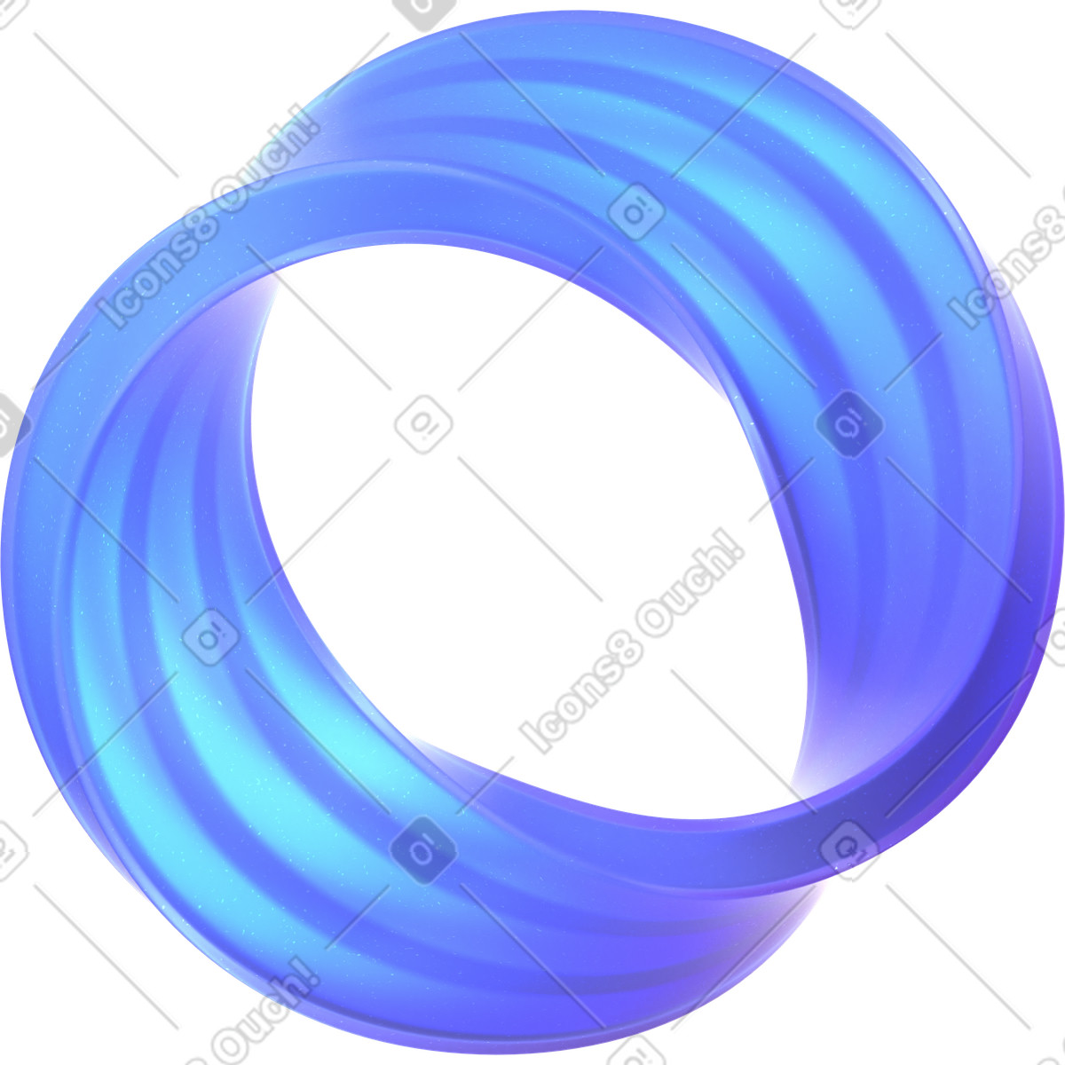 반짝반짝 빛나는 뫼비우스의 띠 모양의 파란색 유리 illustration in 3D Glassy style download in PNG, SVG