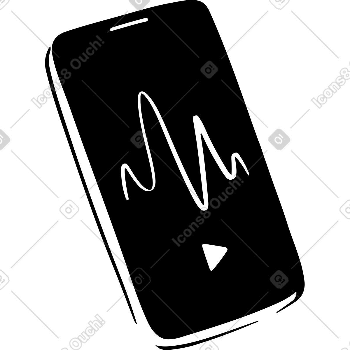 Phone with music player illustration in Line style download in PNG, SVG