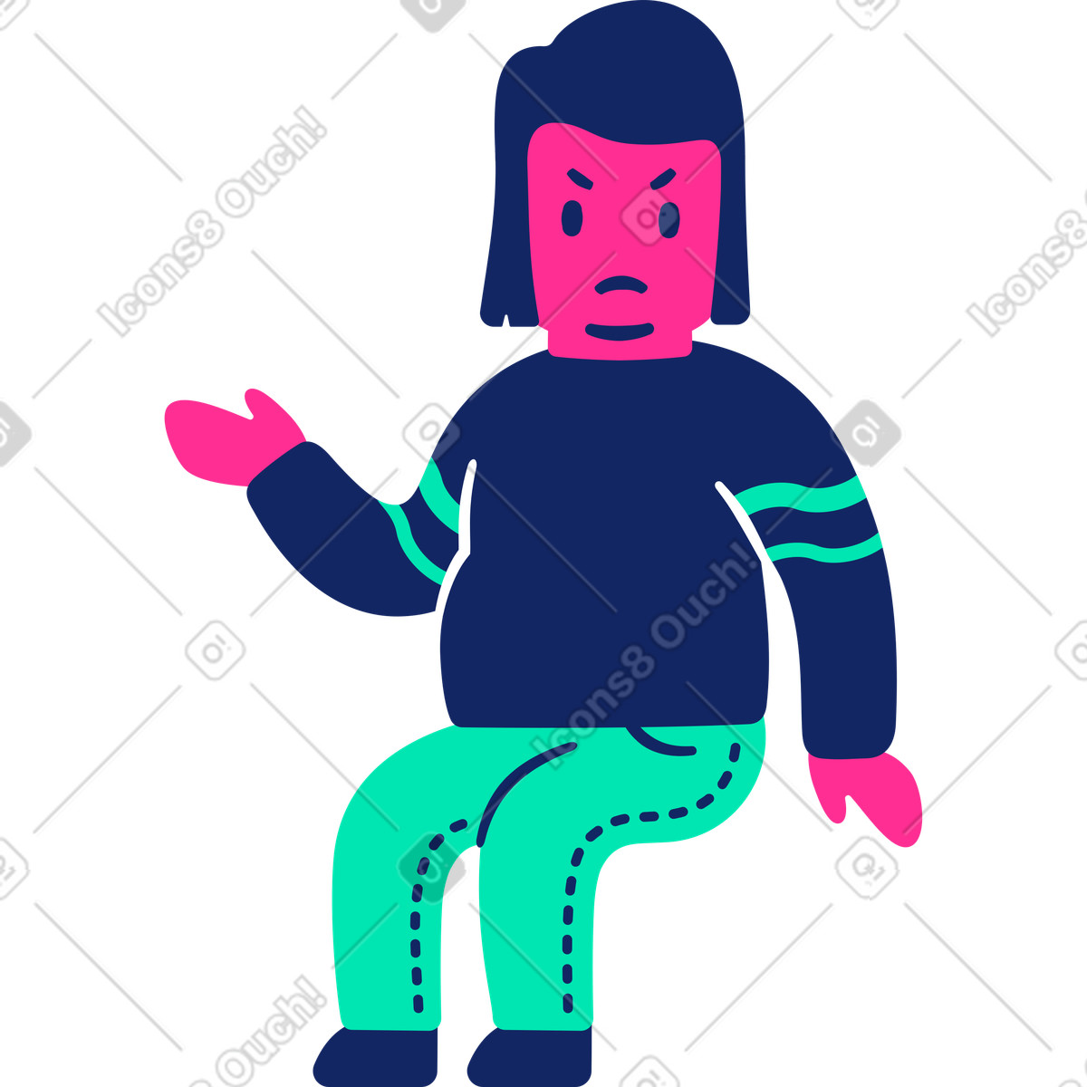 Grumpy person illustration featuring unique clipart graphics in various styles