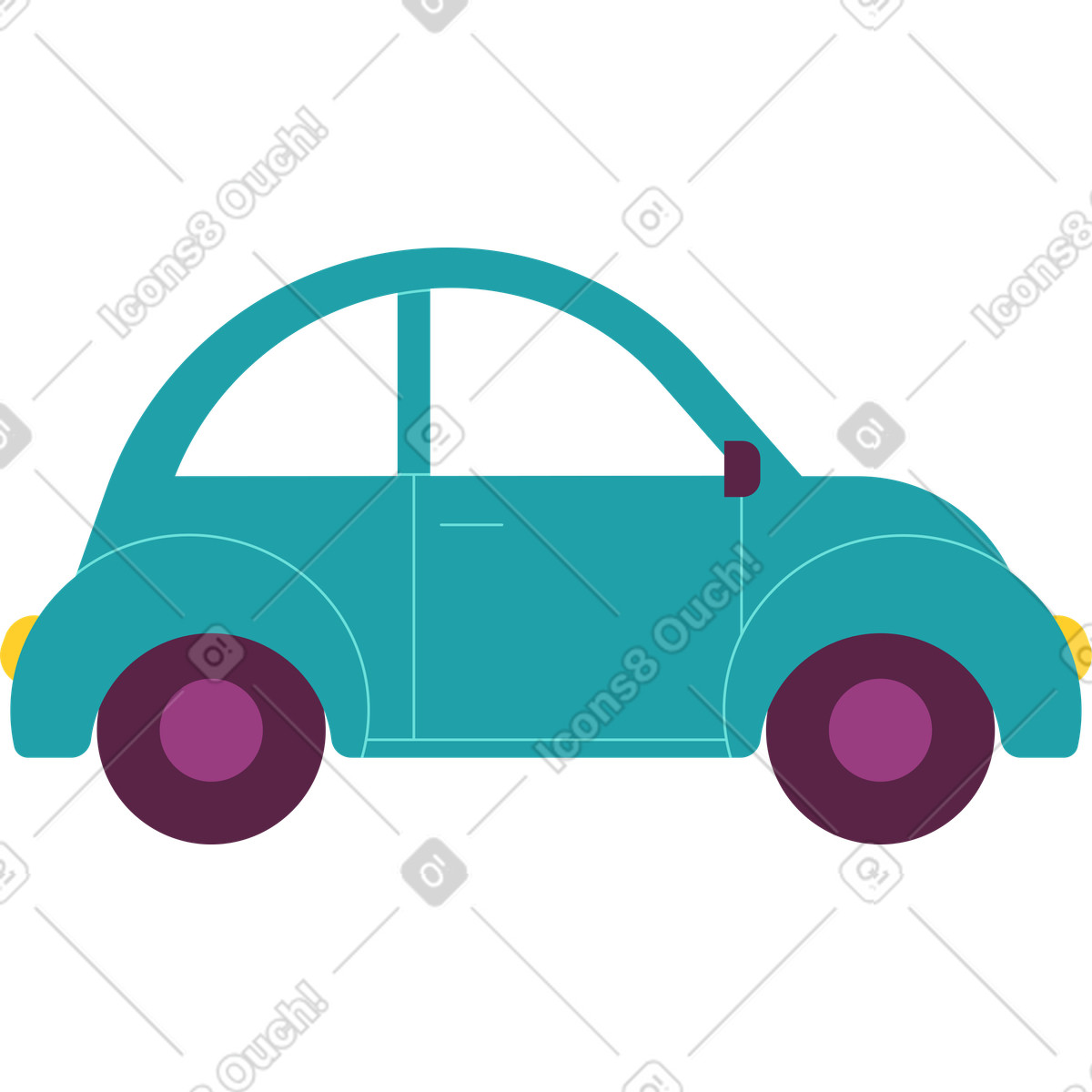 Grünes auto-Illustration im Sammy-Stil als Download in PNG, SVG