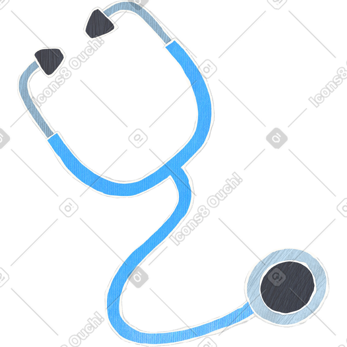 Stethoscope blue illustration in Crafty style download in PNG, SVG