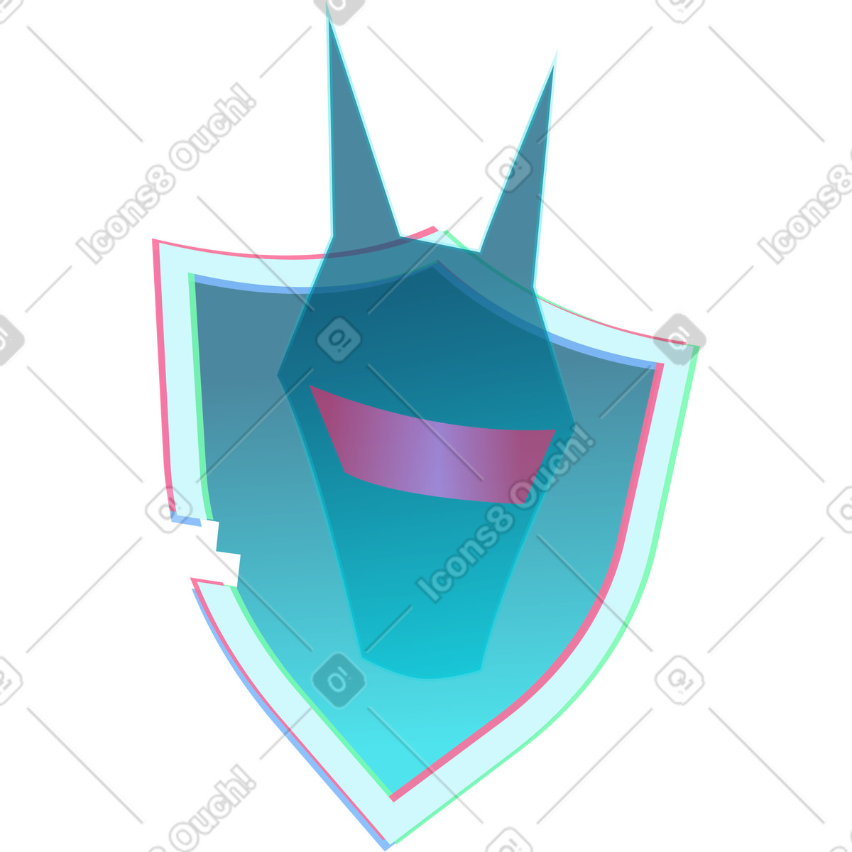 Shield with dog illustration in Neon style download in PNG, SVG