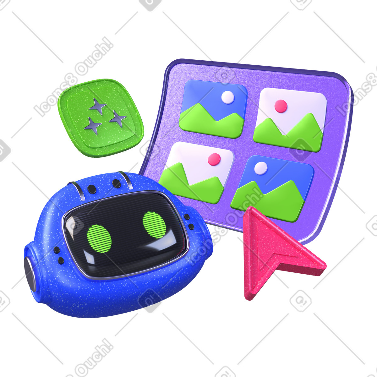 Chatbot and generative ai prompting illustration in 3D Boost style download in PNG, SVG