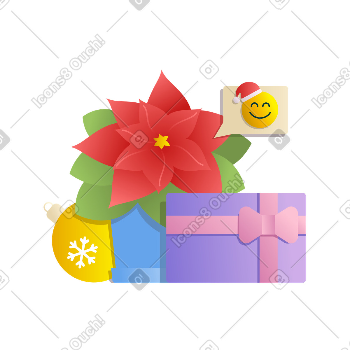 Ilustração de Natal com uma flor em no estilo Silky para baixar em PNG, SVG