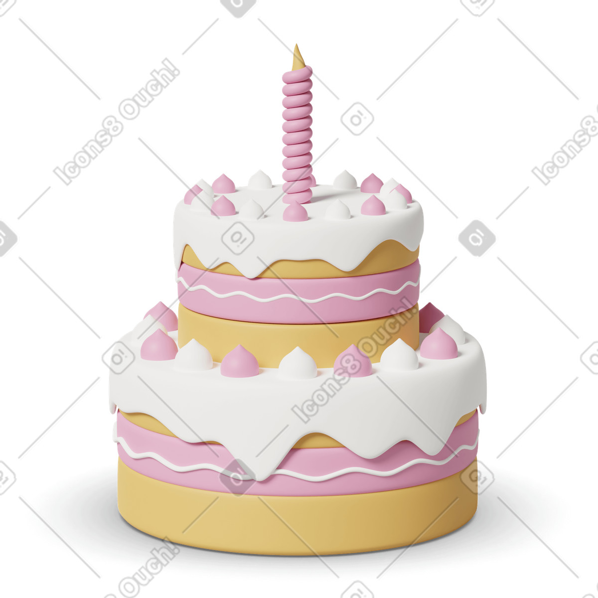 3D Casual life スタイルの Birthday cake のイラストをPNG、SVG形式でダウンロード