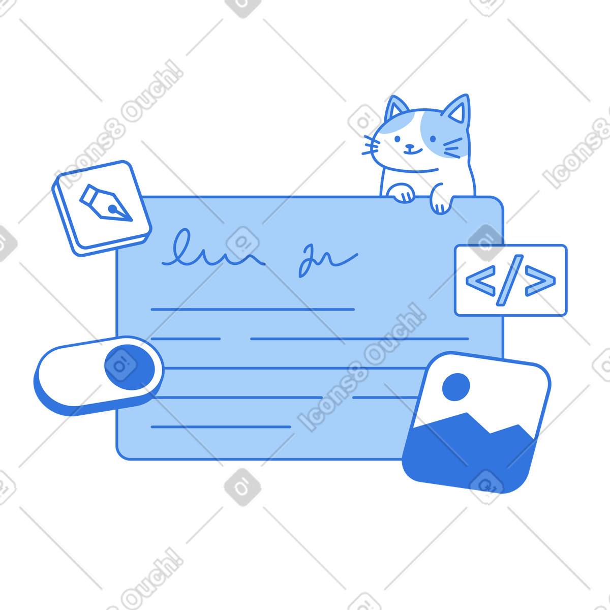 Web design and its tools animated illustration in Sky style download in GIF, Lottie (JSON), AE