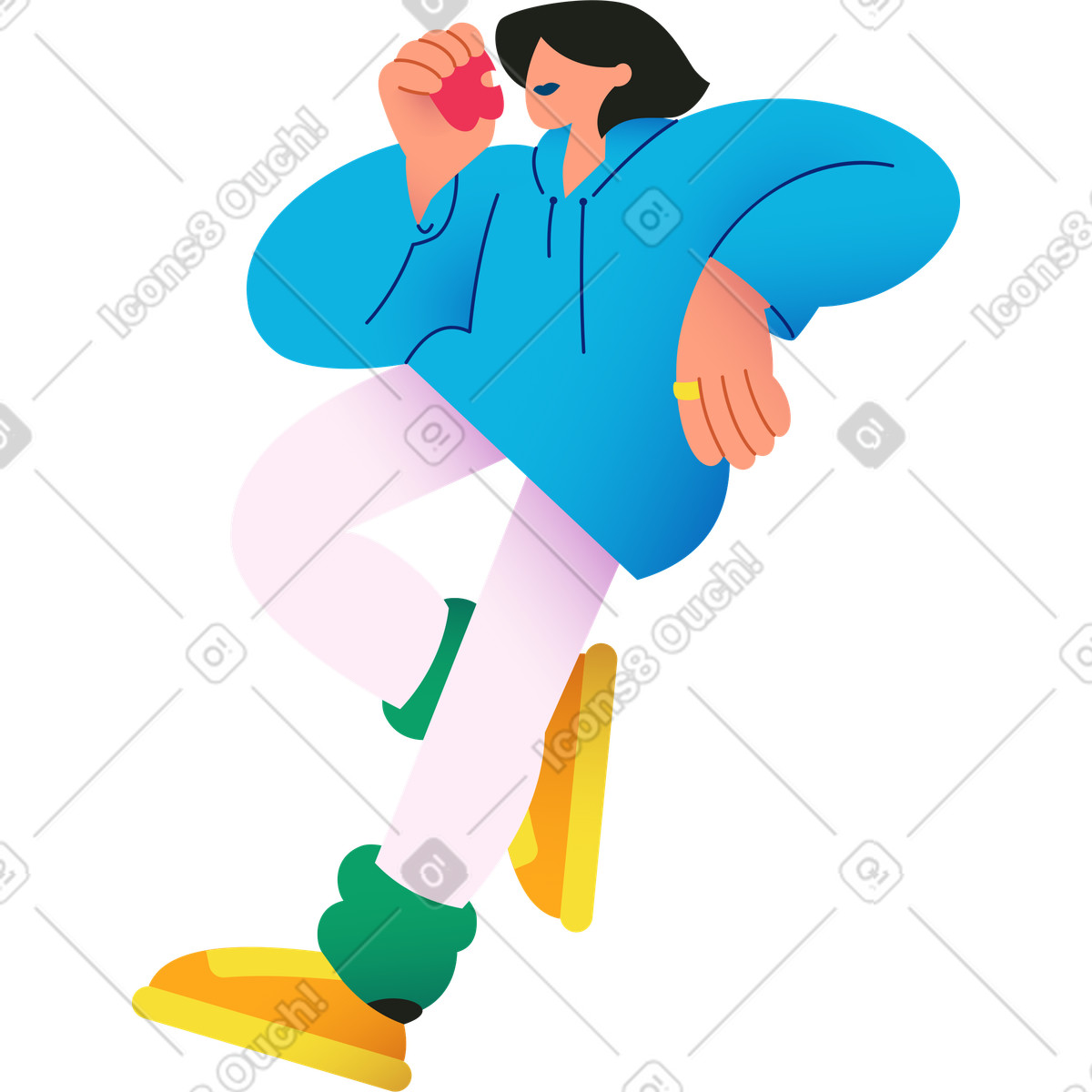 Illustration Femme debout avec une pomme dans le style Colors à télécharger aux formats PNG, SVG