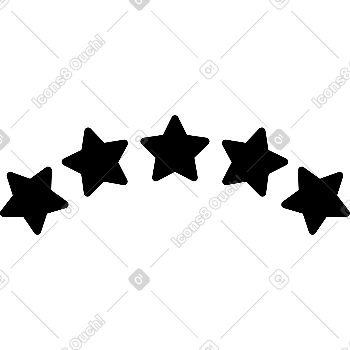 Stars pattern seamless border with scattered five pointed shapes illustration in Notion Line Art style download in PNG, SVG