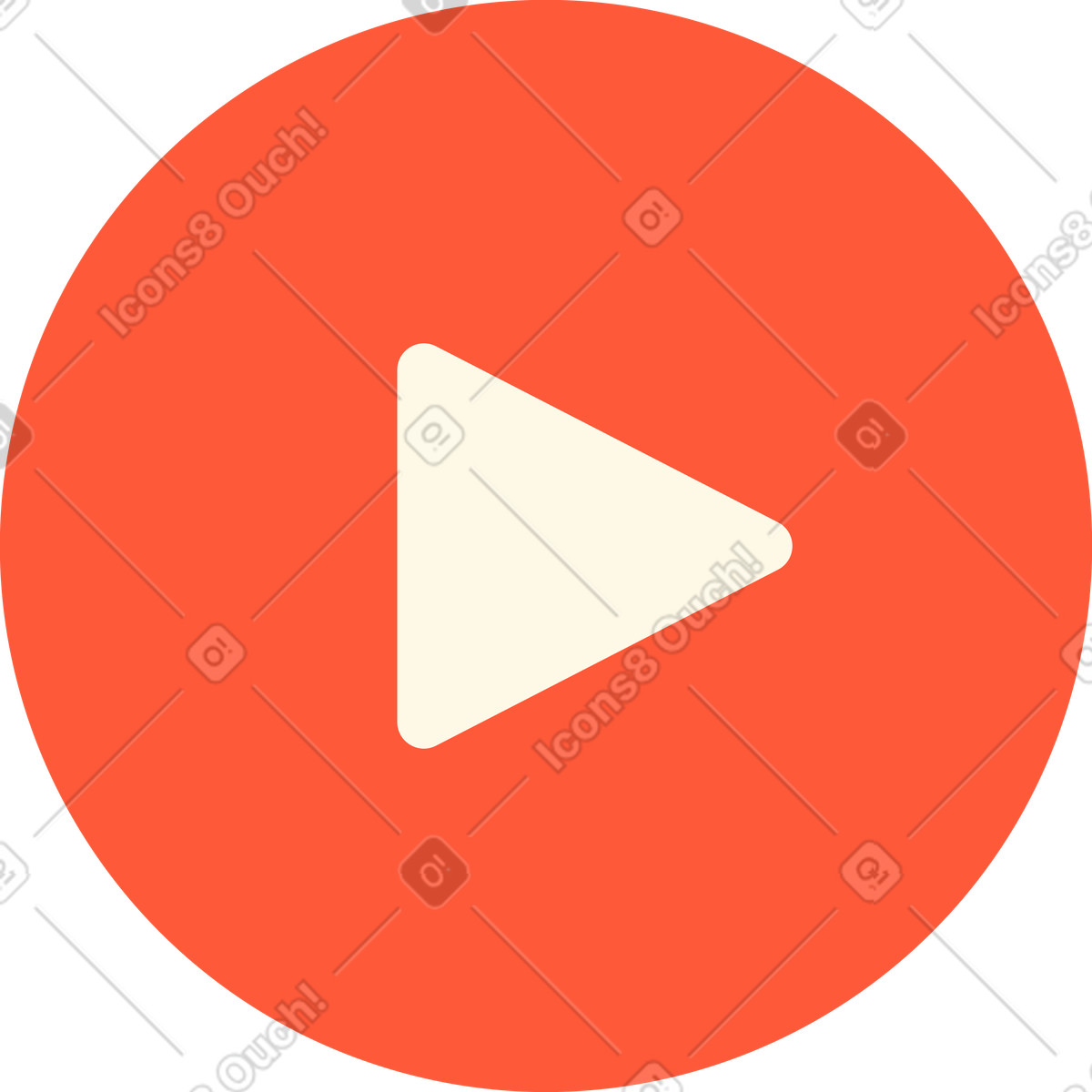 Red play button illustration in Beam style download in PNG, SVG