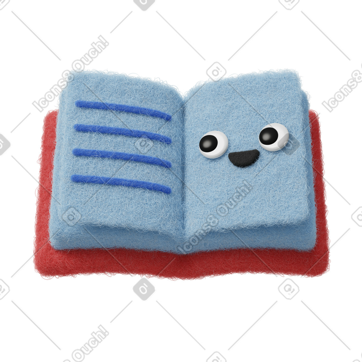 Cute open book illustrazione in stile Fuzzy scarica in PNG, SVG