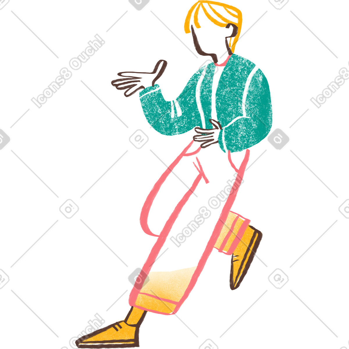 下载 Company 风格的 短发女人翘腿站立 插画，支持 PNG、SVG 格式