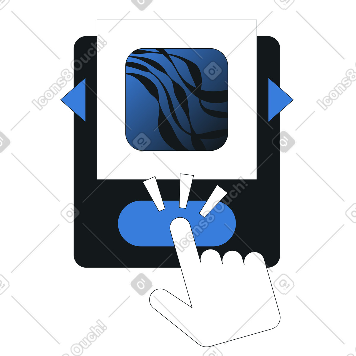 Interactive product interface, Touchscreen user experience illustration in PNG, SVG