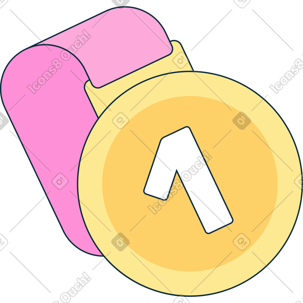 Gold medal for champion illustration in Bubble gum style download in PNG, SVG