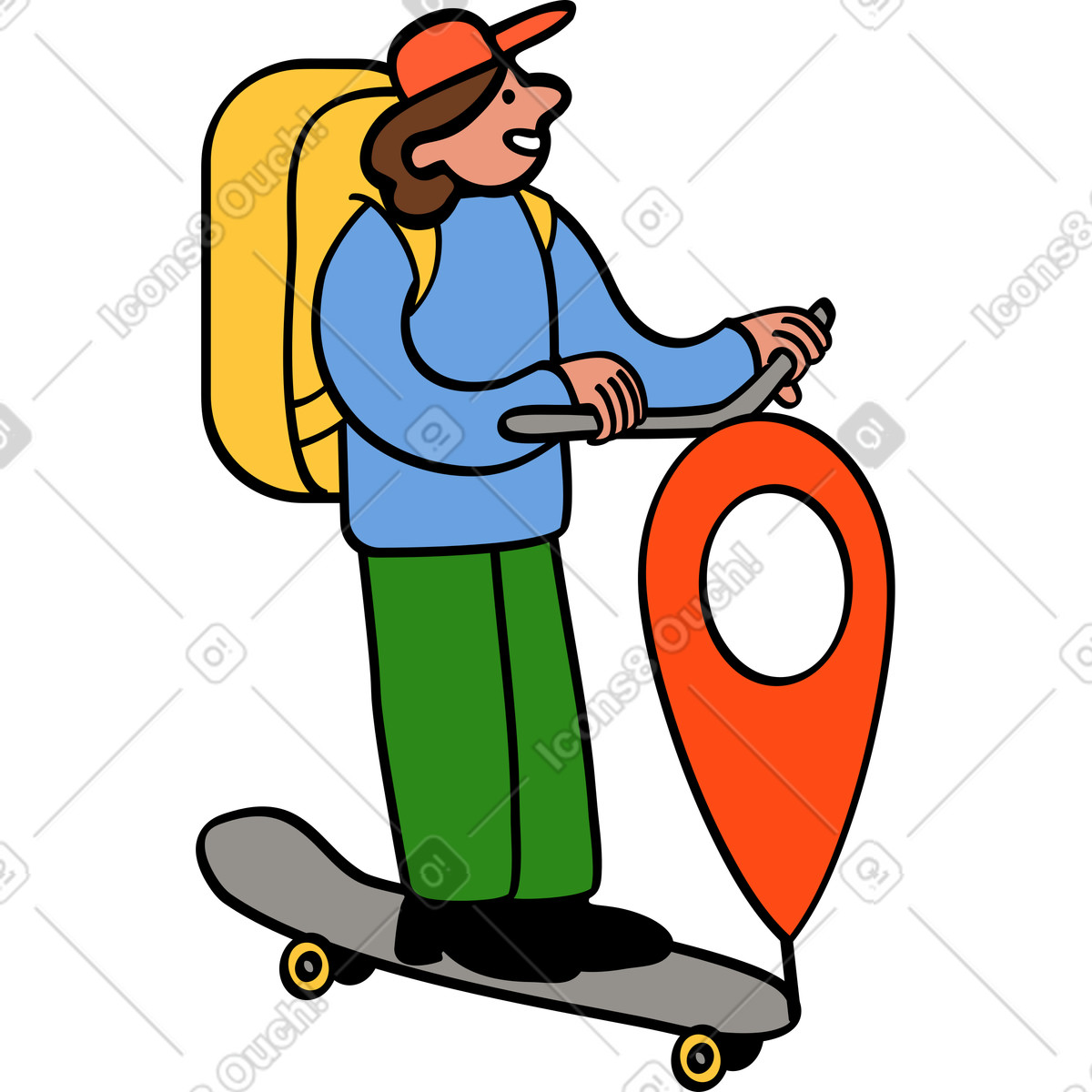 Ilustración Repartidor en scooter estilo Comic a descargar PNG y SVG