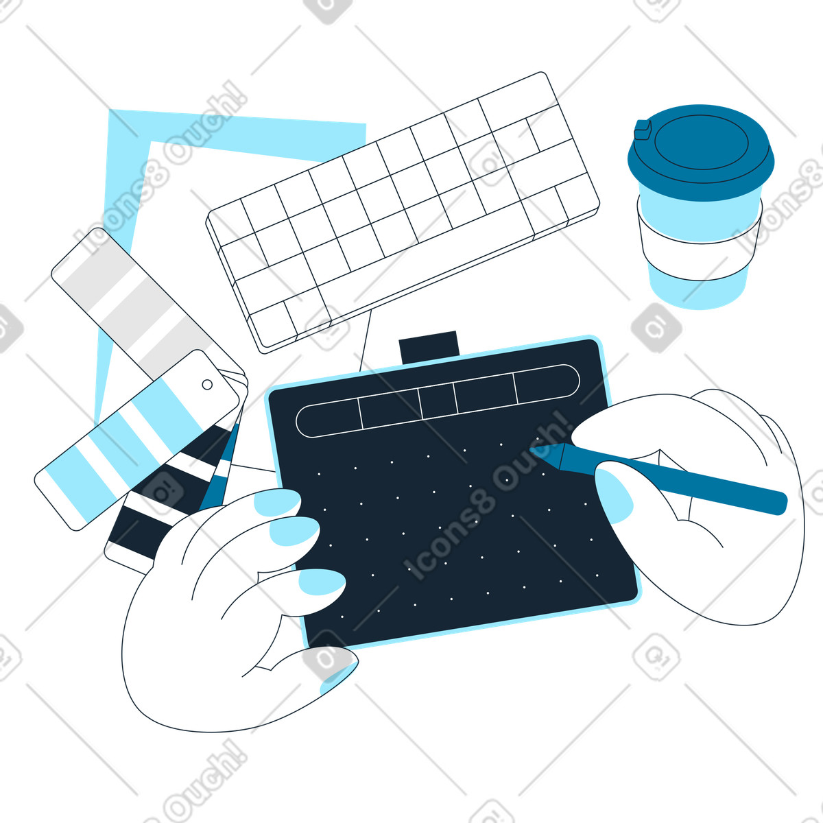 Area di lavoro del grafico illustrazione in stile Indigo scarica in PNG, SVG