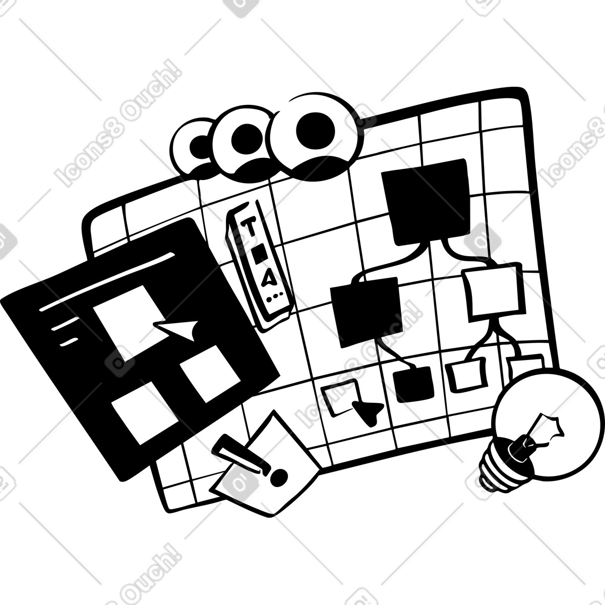 Workflow-planungstafel-Illustration im Line-Stil als Download in PNG, SVG