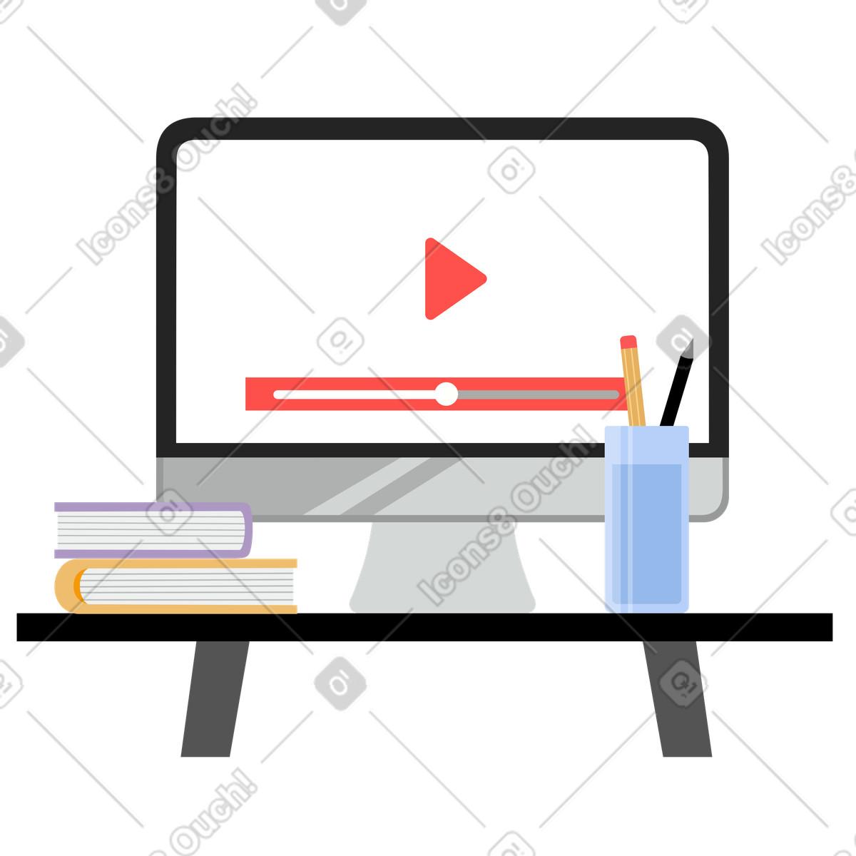 Online education on the laptop illustration in Lagom style download in PNG, SVG