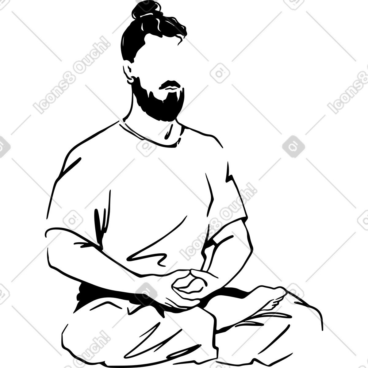 Mann meditiert-Illustration im Line-Stil als Download in PNG, SVG