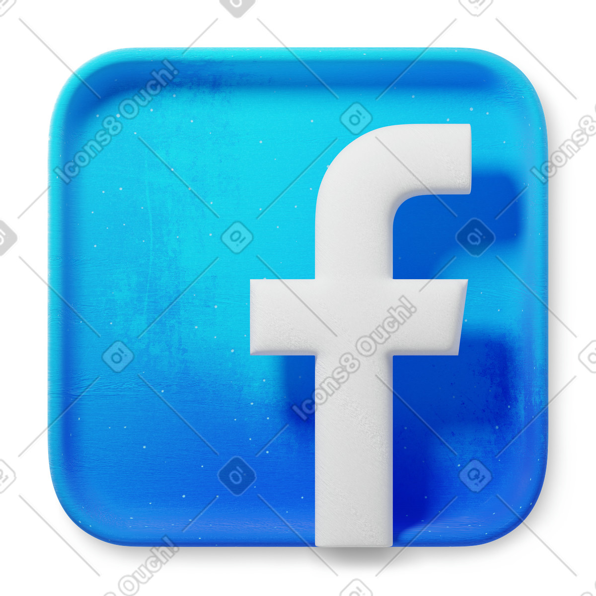 Blue gradient Facebook social media app icon on rounded square illustration in 3D Microsoft Fluent style download in PNG, SVG
