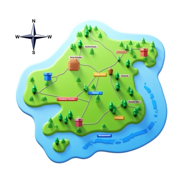 A detailed map showcasing a territory with various strategic points marked for defense. The map features topographical lines indicating elevation changes and terrain types, including mountains, forests, and rivers. Key locations such as forts, lookout towers, and supply depots are highlighted with distinct icons. Different colors represent various zones, such as safe areas, potential threats, and movement routes. The compass rose is displayed in the corner, and a scale bar is present to indicate distances. Labels provide clear identification of each strategic point, contributing to the overall clarity of the map.