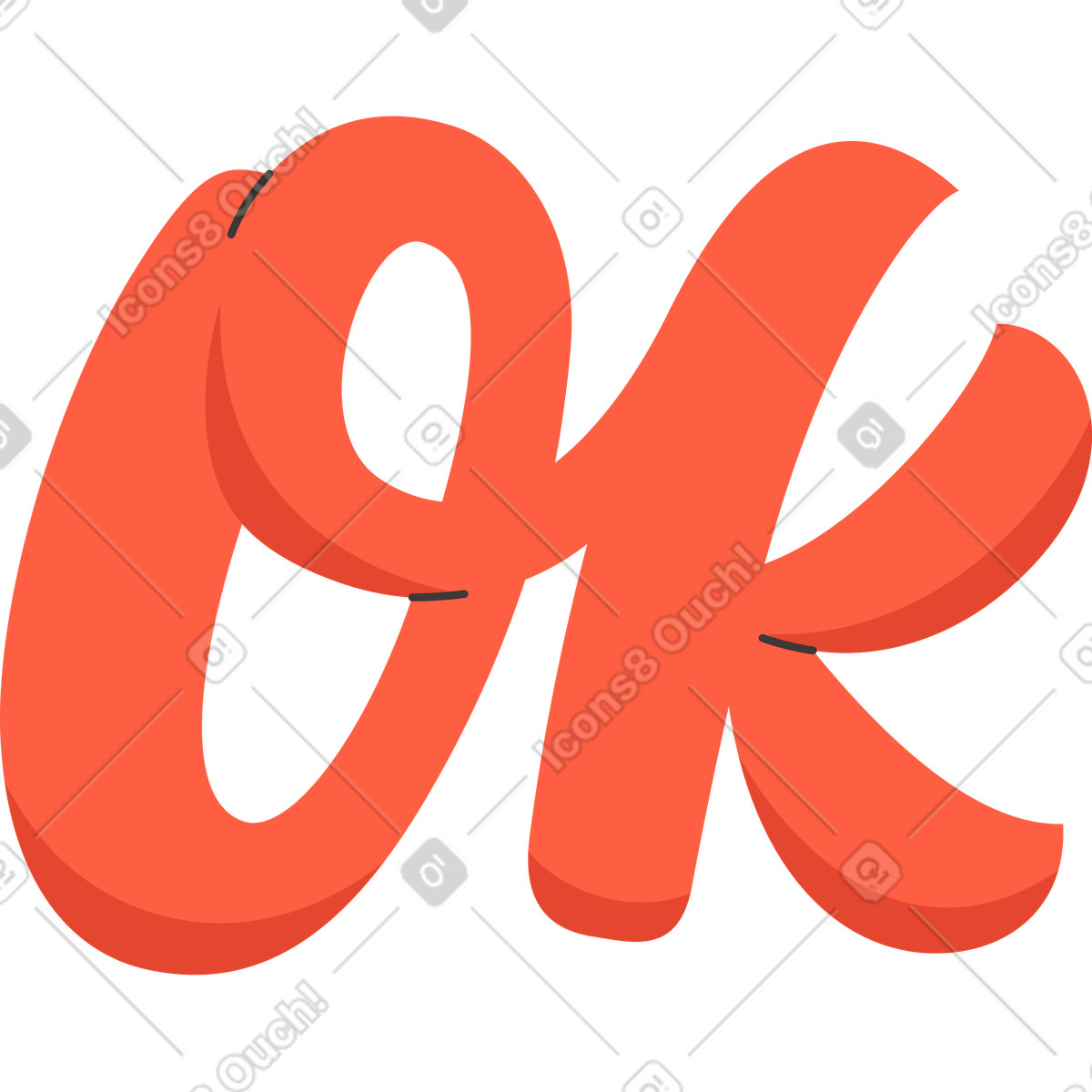 Red lettering ok-Illustration im Dizzy-Stil als Download in PNG, SVG