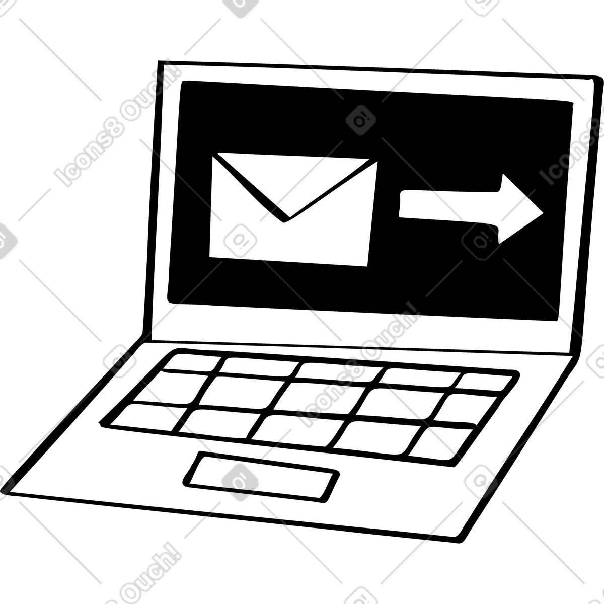 Illustration Ordinateur portable avec un message dans le style Journal à télécharger aux formats PNG, SVG