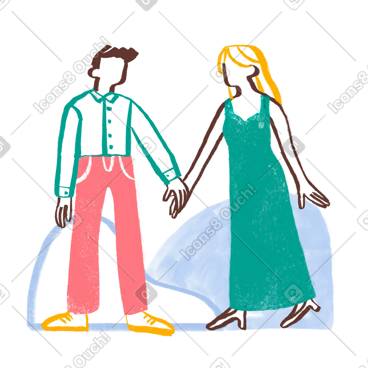Ilustração de Couple standing hand in hand, Love and connection em no estilo Company para baixar em PNG, SVG