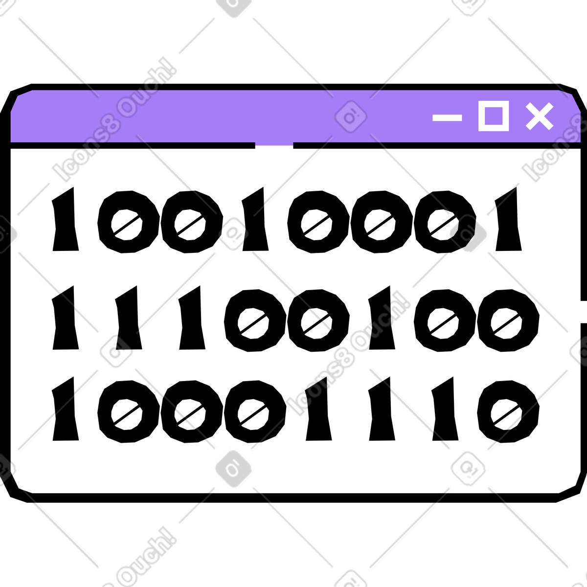 Binärcode im browser-Illustration Amethyst-Stil als Download in PNG, SVG