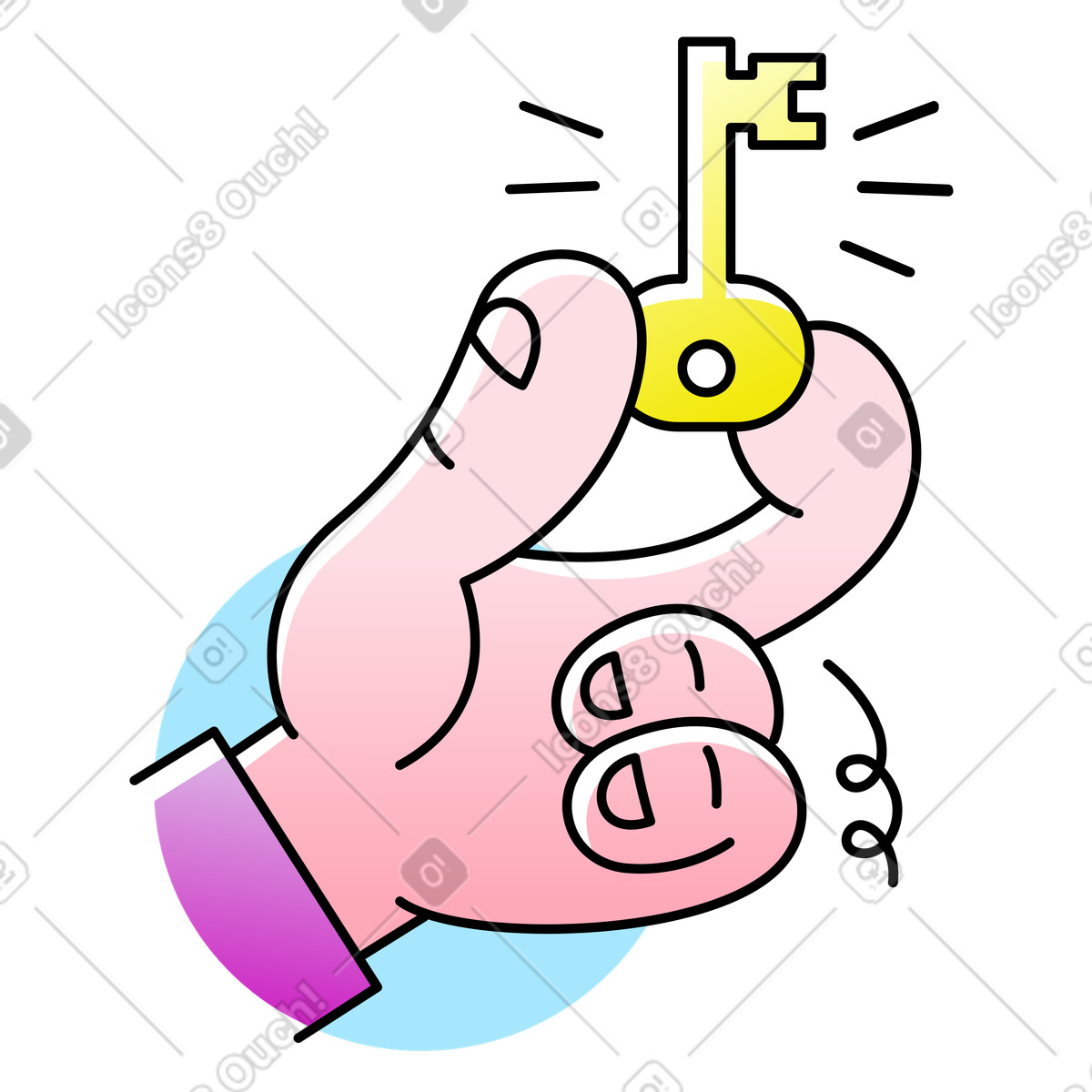 Hand with key illustration in Pocus style download in PNG, SVG