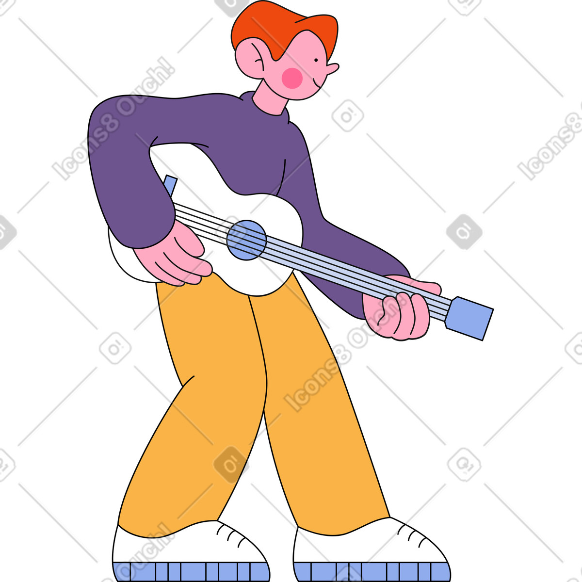 Ilustración Hombre sosteniendo una guitarra en estilo Bloom a descargar en PNG y SVG